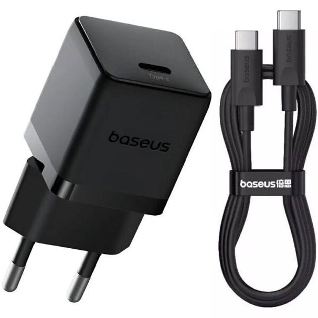 Зарядное устройство сетевое BASEUS Palm Fast Charger Type-C Cable Type-C to Type-C P10111602113-01 20W Black