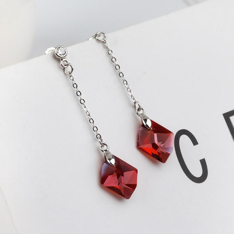 Серьги с кристаллами Сваровски Italina 97204 Прозрачный/Красный