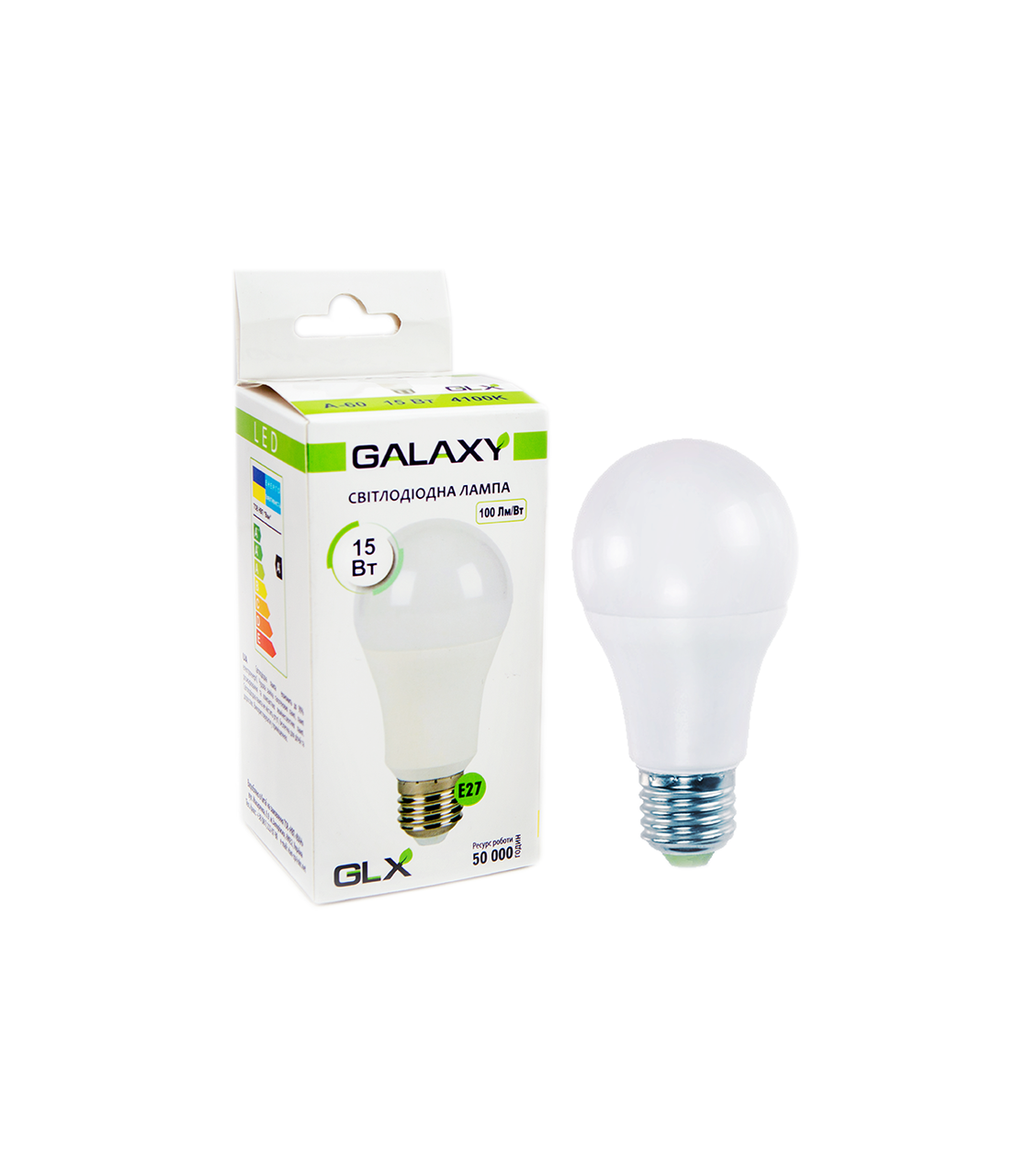 Светодиодная лампа GLX 15W груша A60 E27 4100K Белый (1383073504)