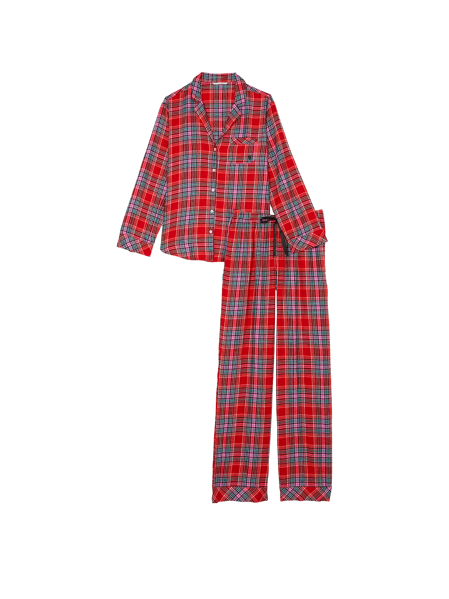 Піжама жіноча Victoria's Secret Flannel Long Pajama Set фланелева в клітинку XS Червоний (15015070) - фото 3