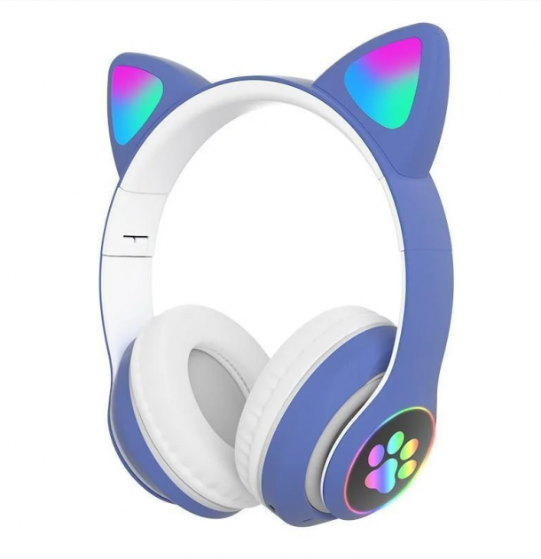 Наушники CAT JST-28 Bluetooth с кошачьими ушками Синий