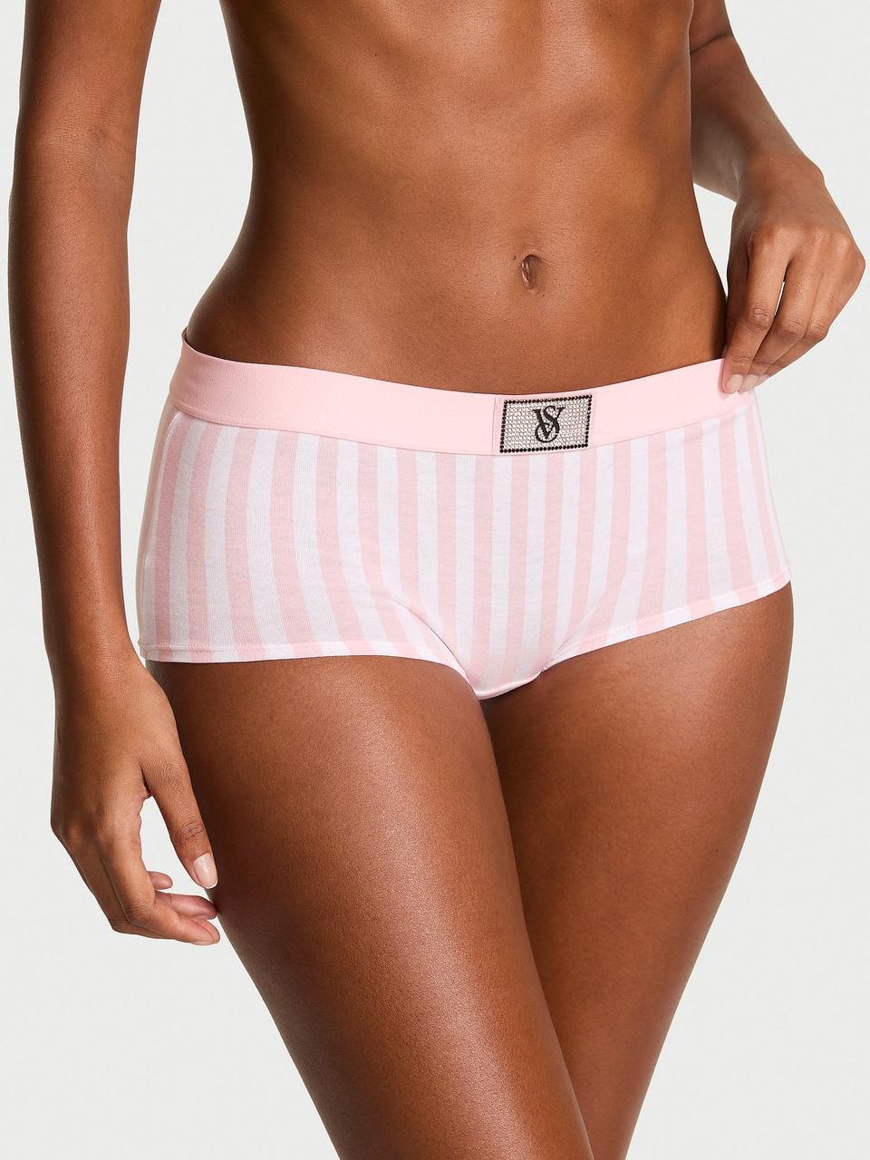 Трусики женские Victoria Secret Logo Cotton Shine Patch Boyshort M Розовый (2841206205)