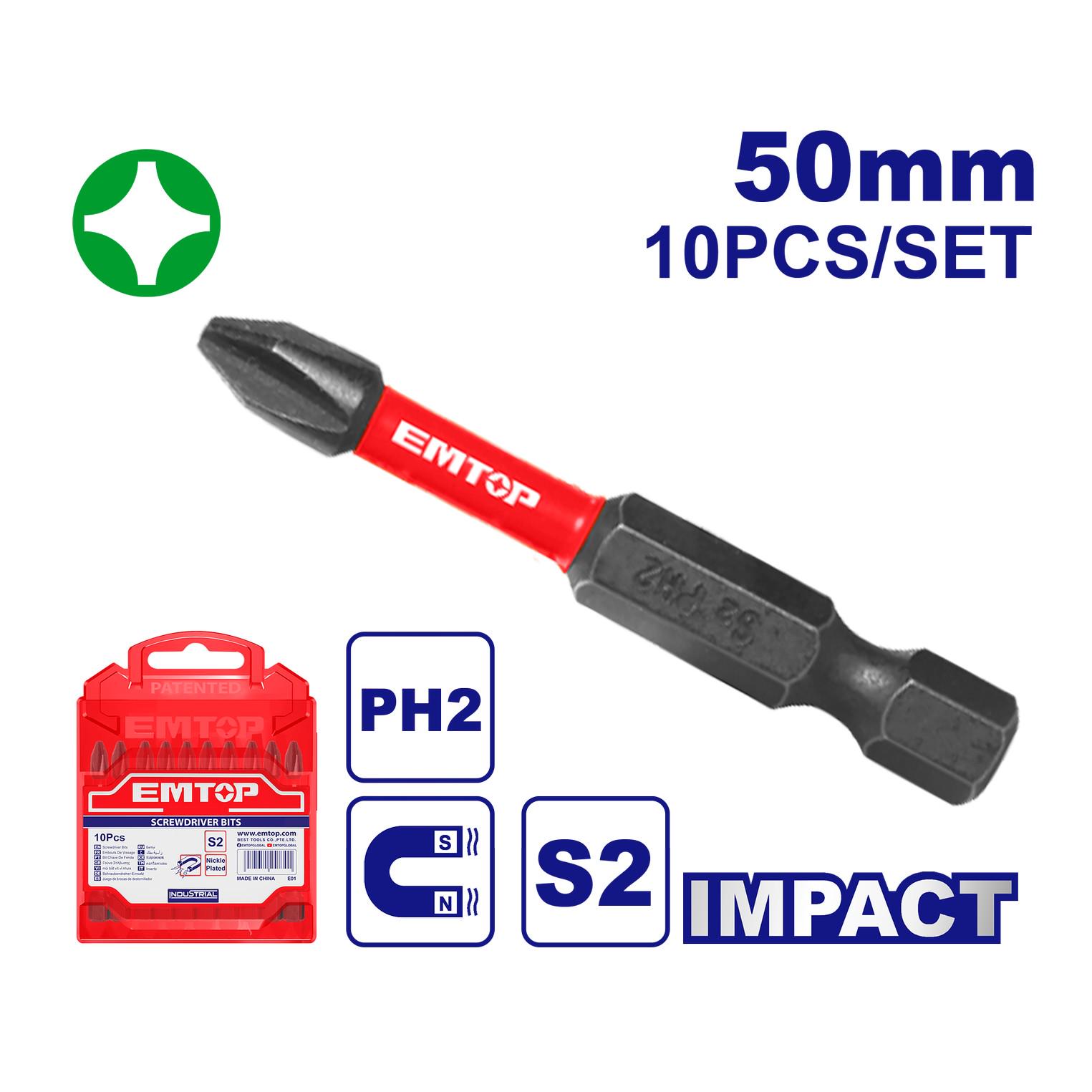Набір ударних магнітних біт EMTOP ESBTMPH223 10 шт. - фото 2 Набір ударних магнітних біт EMTOP ESBTMPH223 10 шт. - фото 2