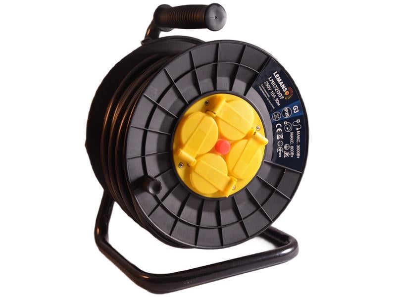 Удлинитель на катушке Lemanso LMK72007 30 м 4 розетки с крышками 16А 800-3000Вт