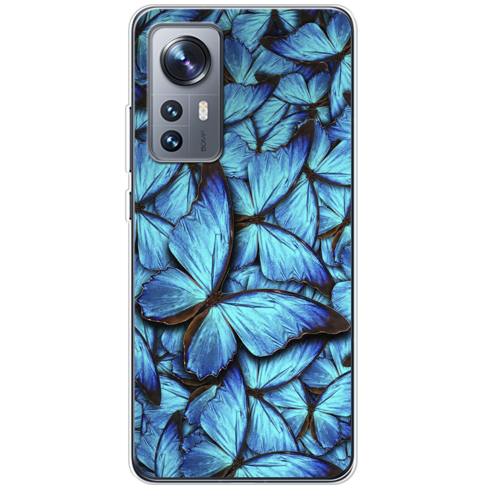 Чехол BoxFace Xiaomi 12 / 12X лазурные бабочки Прозрачный силикон (44529-up1550-44529)