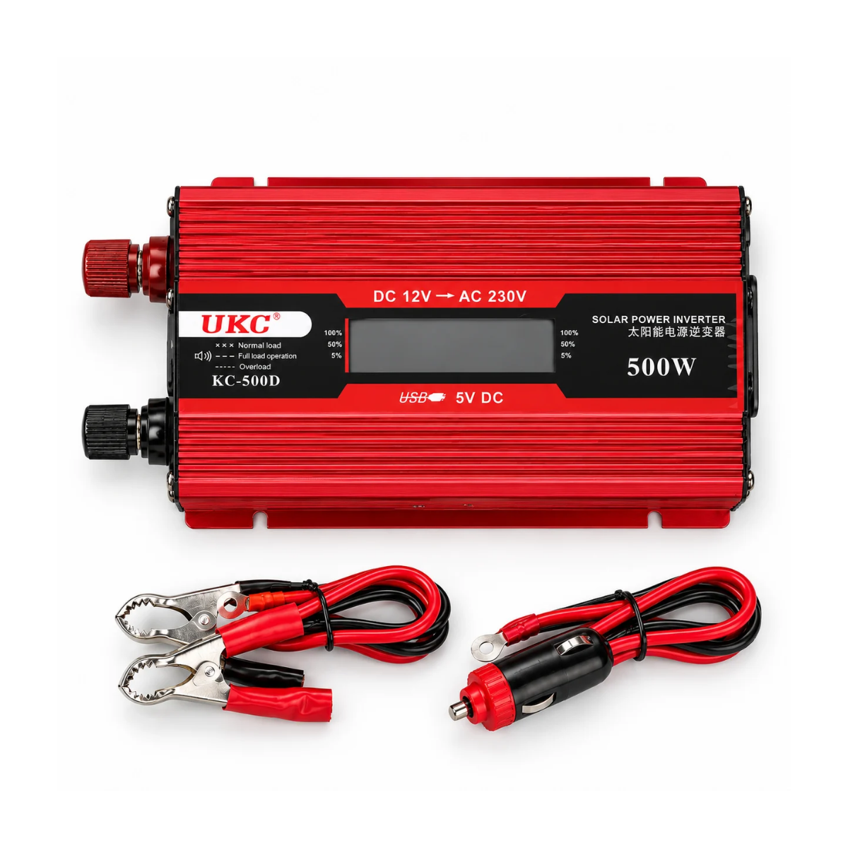 Инвертор UKC 500W 12В–220В с кабелем для прикуривателя и USB 300 Вт (KC-500D)