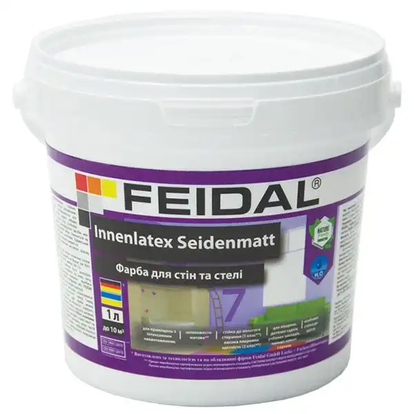Краска Feidal Innenlatex Seidenmatt латексная шелковисто-матовая база А белая для внутренних работ 1 л (1814999123)