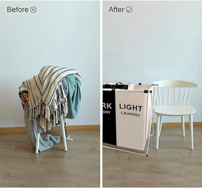 Складаний кошик для білизни Laundry Basket дві секції 63,5x40,64x58,42 см - фото 2