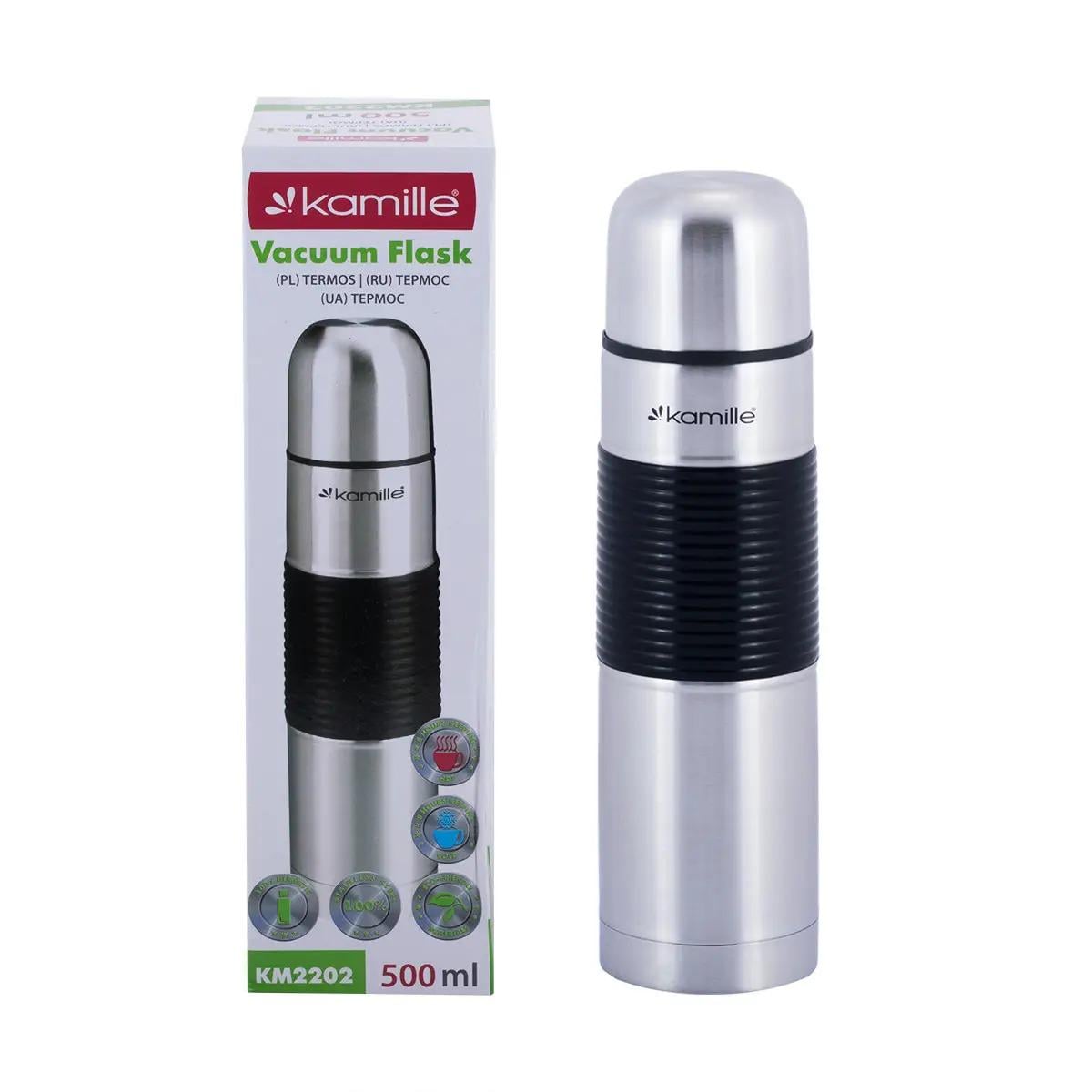Термос Kamille из нержавеющей стали с резиновой вставкой 500 мл (KM-2202)