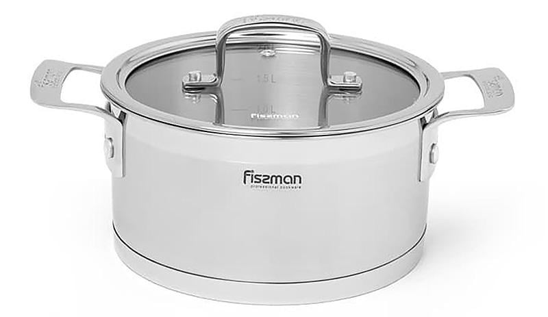 Кастрюля Fissman Fobus 1,6 л из нержавеющей стали со стеклянной крышкой (FN-5381)