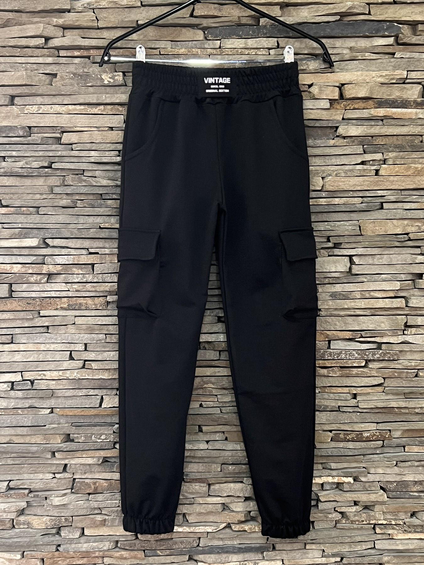 Джоггеры карго для мальчика с карманами р. 164 Черный (126924)