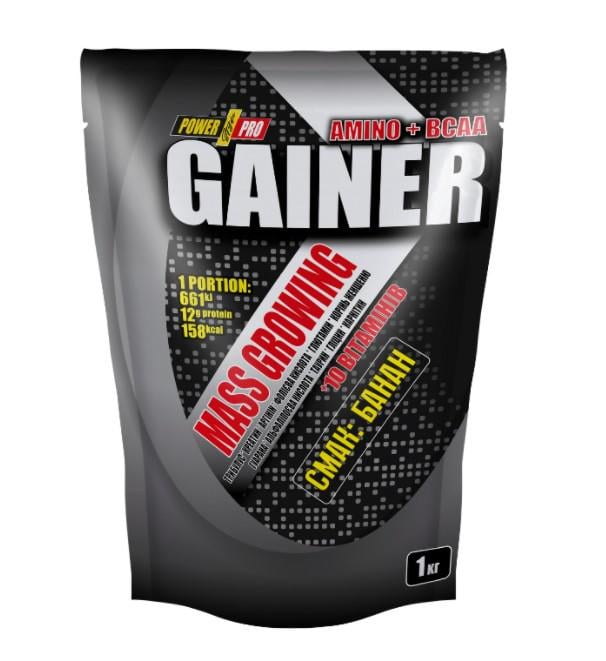 Гейнер Power Pro Gainer Amino + BCAA Банан 1 кг