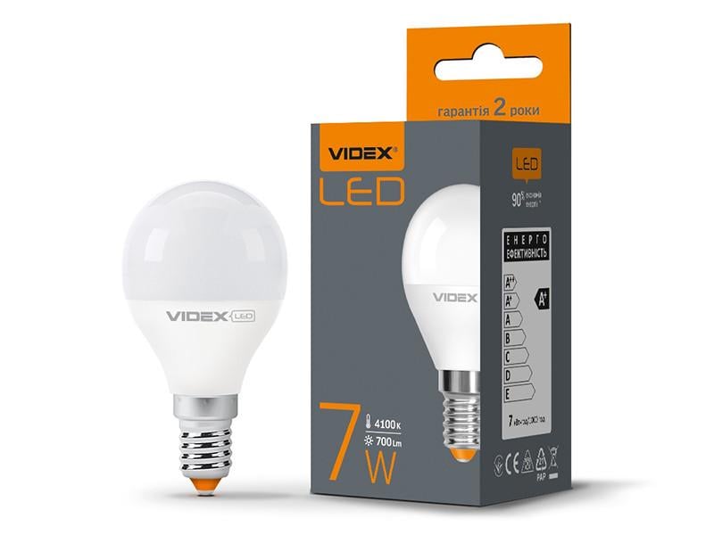 Світлодіодна лампа Videx G45e 7 Вт E14 4100K 220 В (7378)