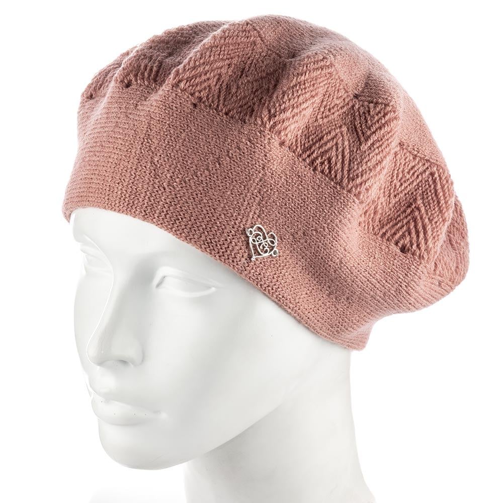 Берет жіночий ZOLLY ZH252 вовняний подвійний Пудровий