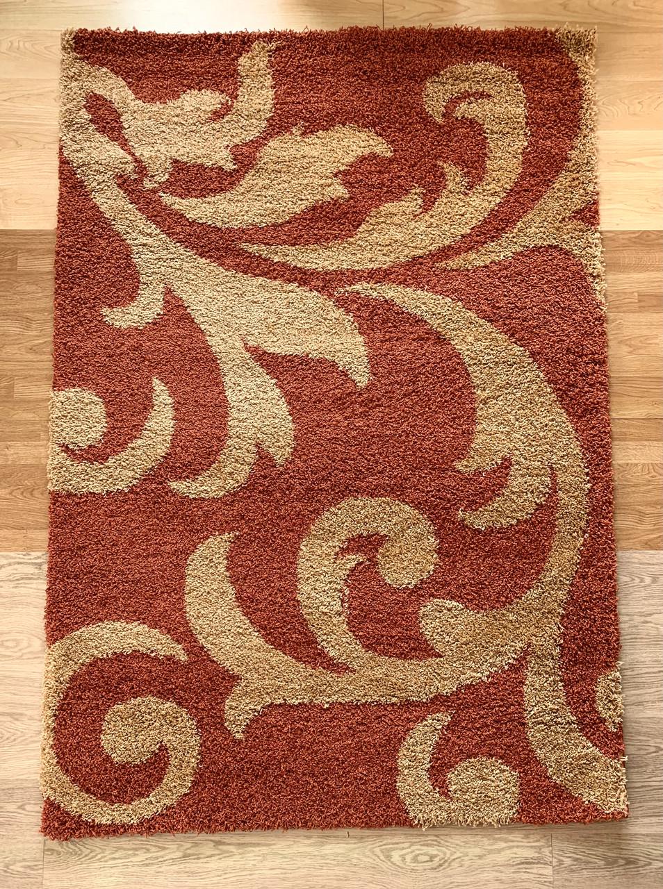 Килим прямокутний високоворсовий гіпоалергенний 160х230 см Помаранчевий (2817933708)