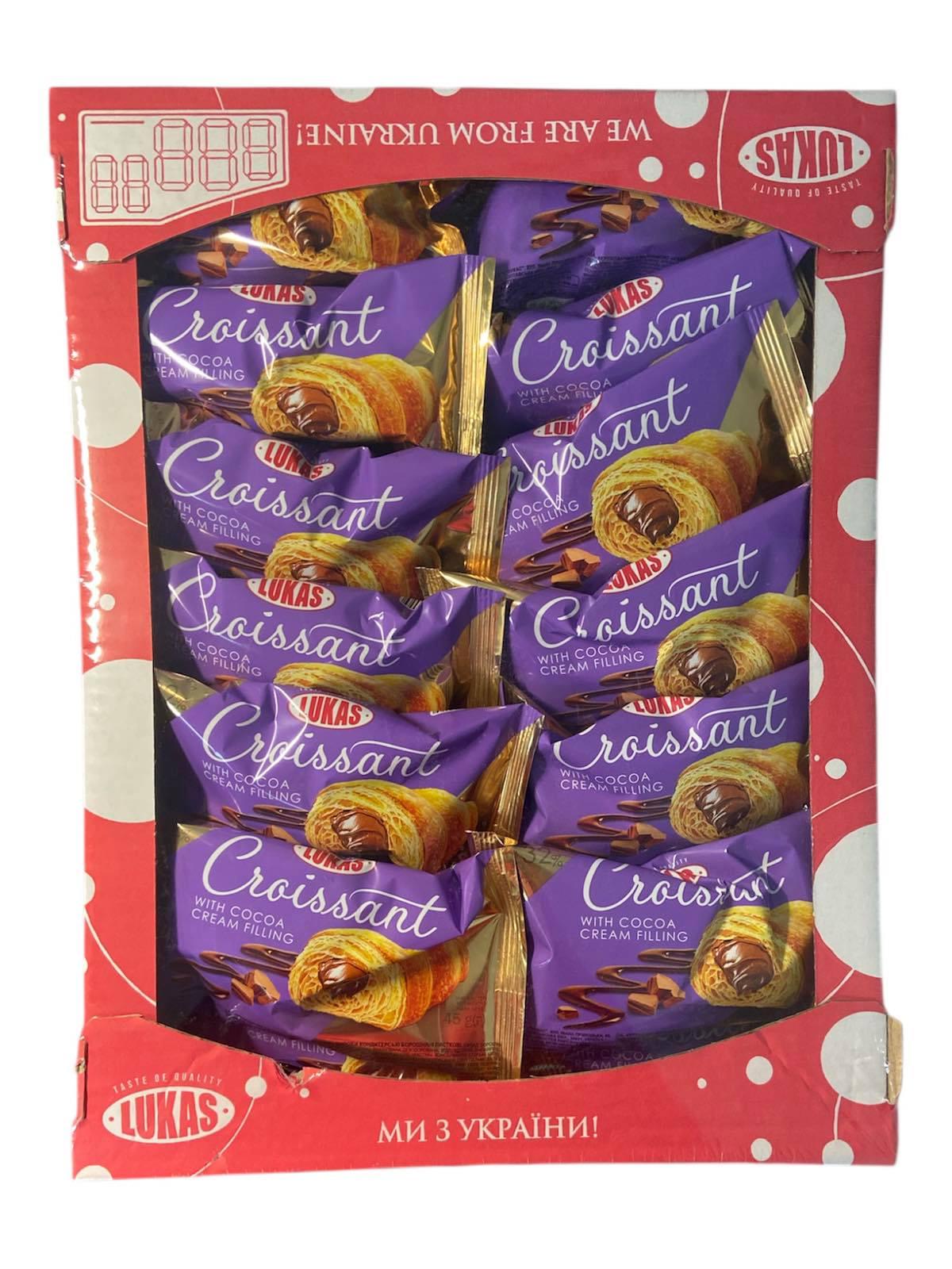 Круасаны Lukas с начинкой какао-крем 24 шт. 45 г (54087)