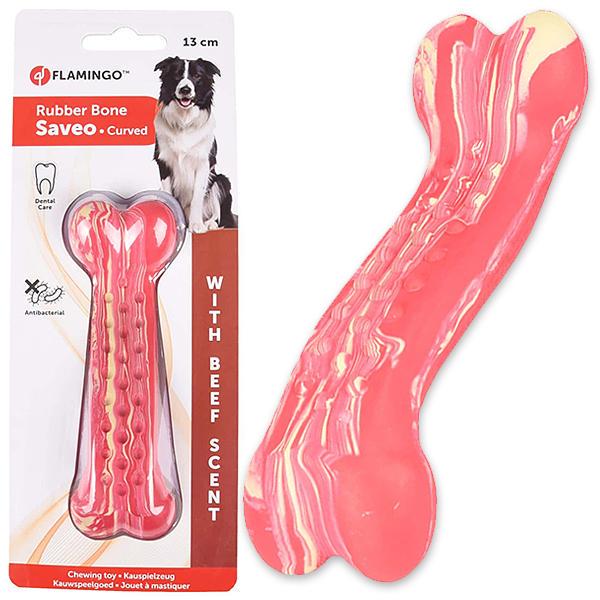 Игрушка для собак Flamingo Rubber Saveo Curved Bone Beef 13х4 с