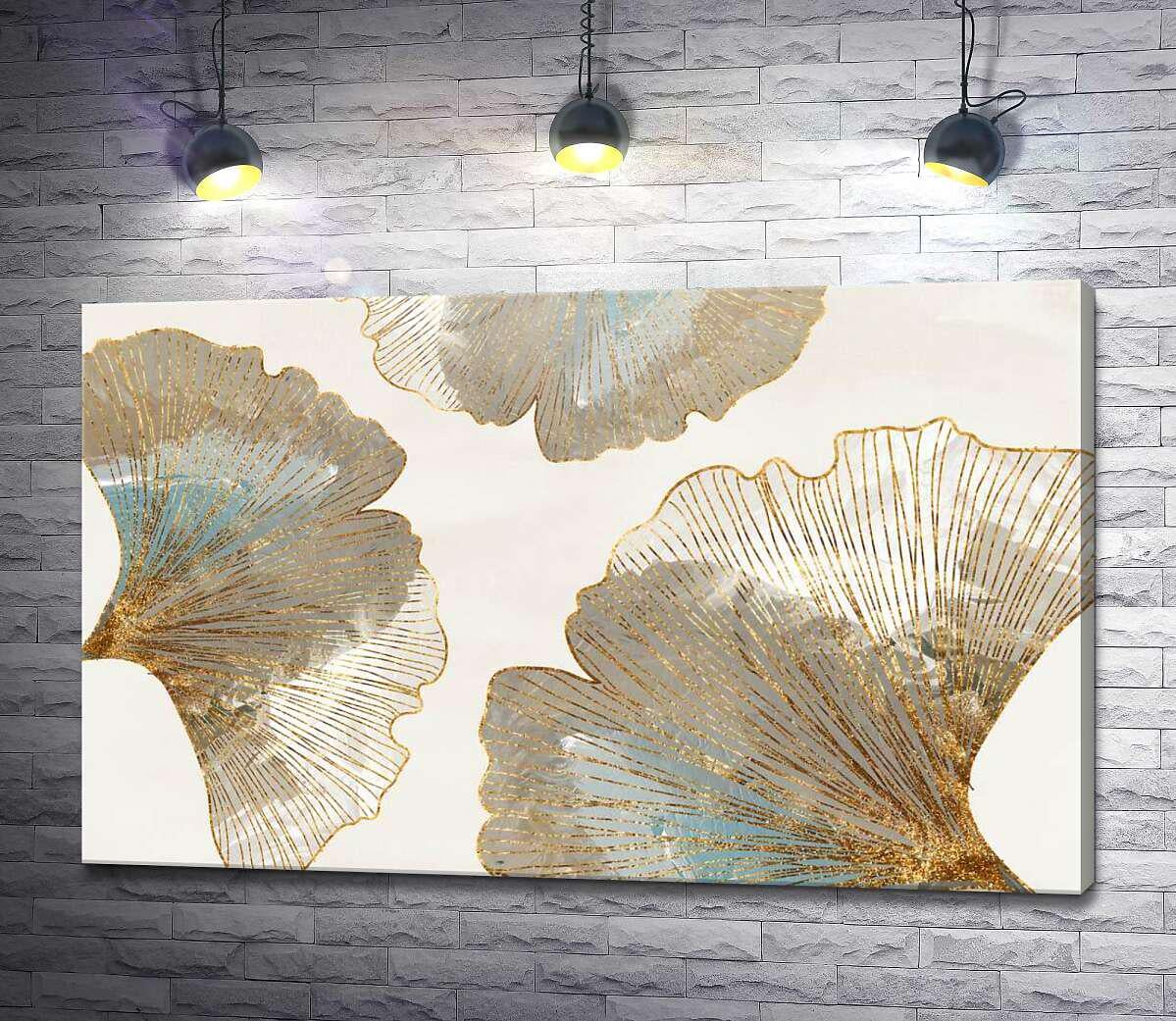 Картина ArtPoster Тонкий золотой узор листьев гинкго 130x81 см Модуль №1 (004219)