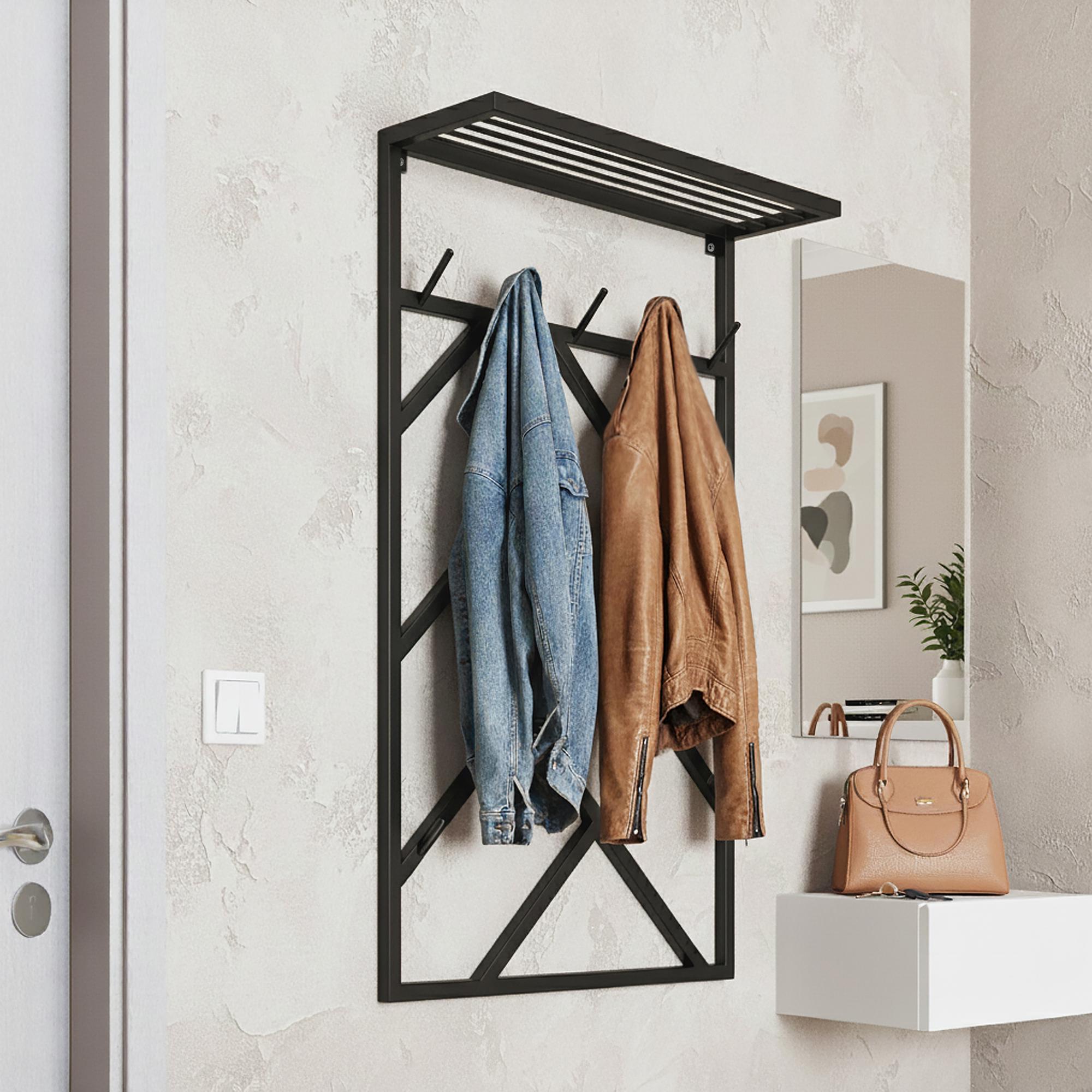 Вешалка для одежды настенная из металла Scandi 600x200 мм H 1000 мм Черный (1553) - фото 2