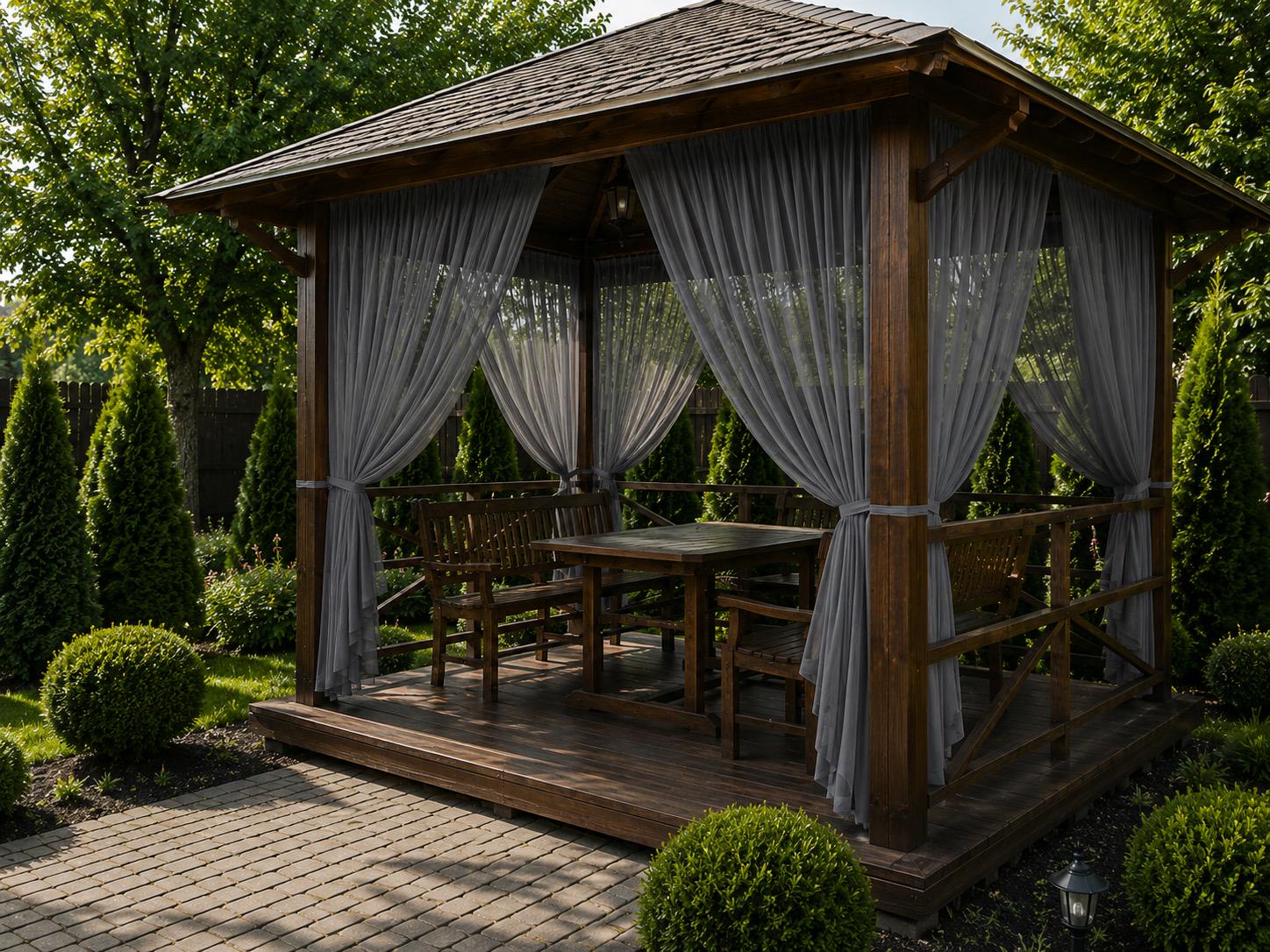 Тюль для беседки/террасы шифон 2х2,5 м. Серый (7047т 2х2,5м)