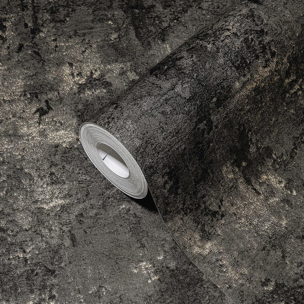 Обои флизелиновые AS Creation Attico 39220-3 винил горячего тиснения 1,06х10,05 м Графитовый