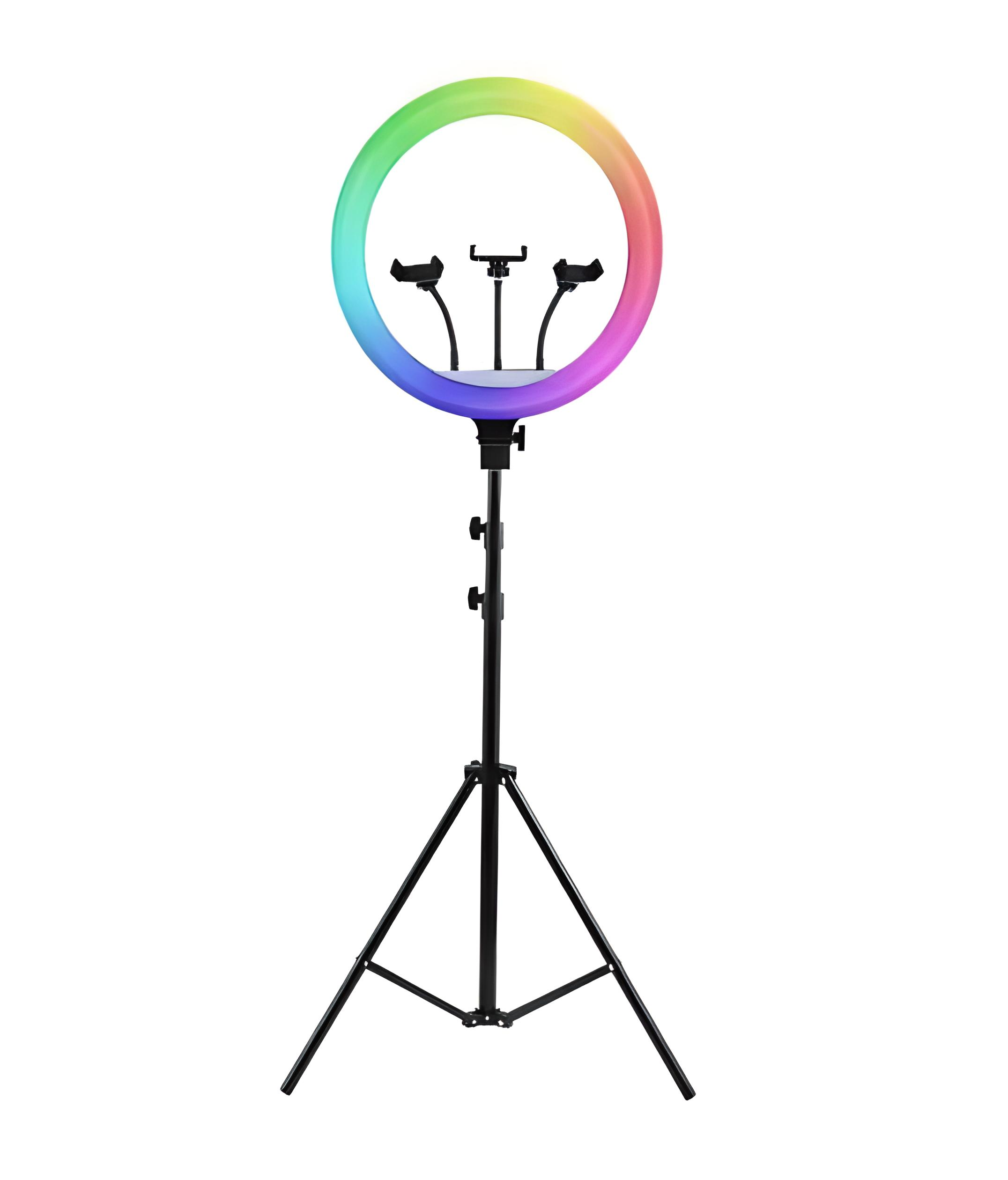 Лампа кольцевая Ring Light RGB с держателем для телефона и штатив 2 м Разноцветный