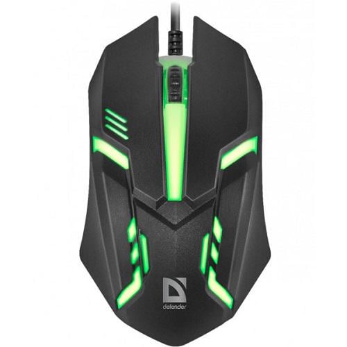 Мышка Defender HIT MB-550 игровая проволочная 3кн 1200dpi 7 цветов Черный
