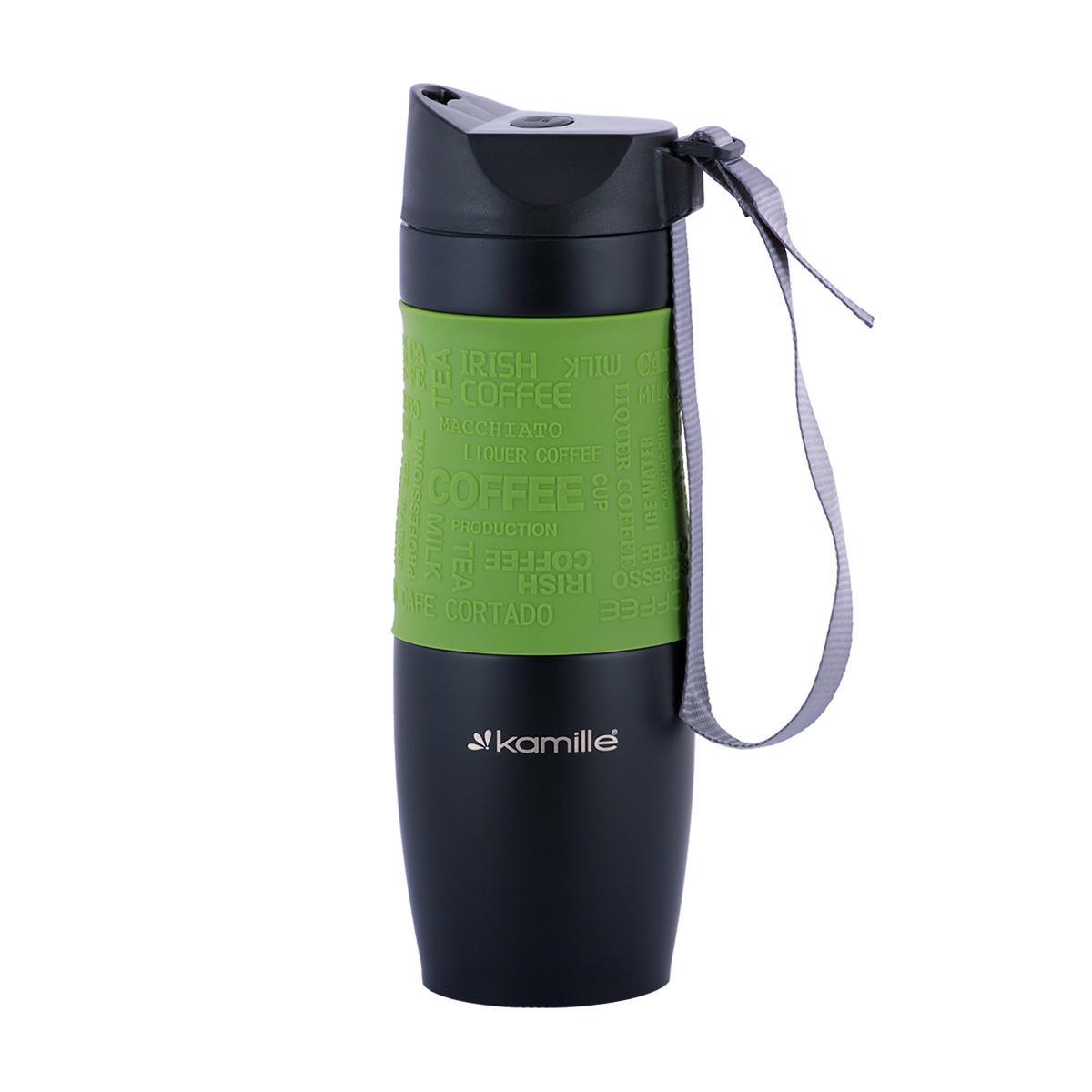 Термокружка Kamille 2067 с ремешком 480 мл Зеленый
