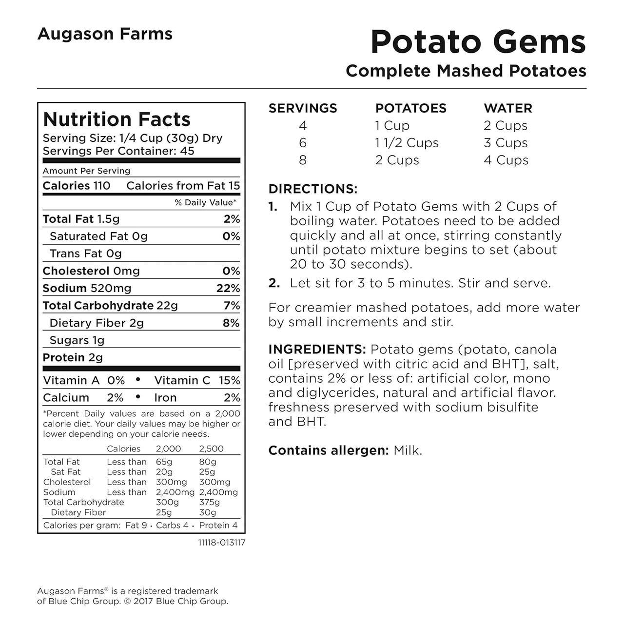 Сублимированное картофельное пюре Augason farms 45 порций (101088) - фото 3 Сублимированное картофельное пюре Augason farms 45 порций (101088) - фото 3