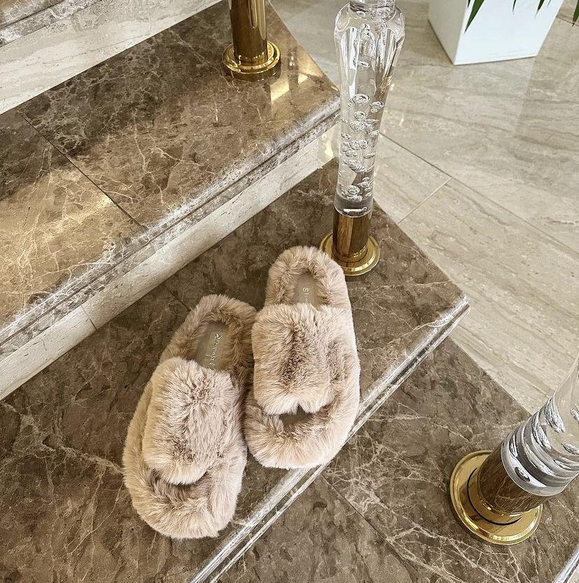 Тапочки домашние пушистые р. 38 Каппучино (975578)