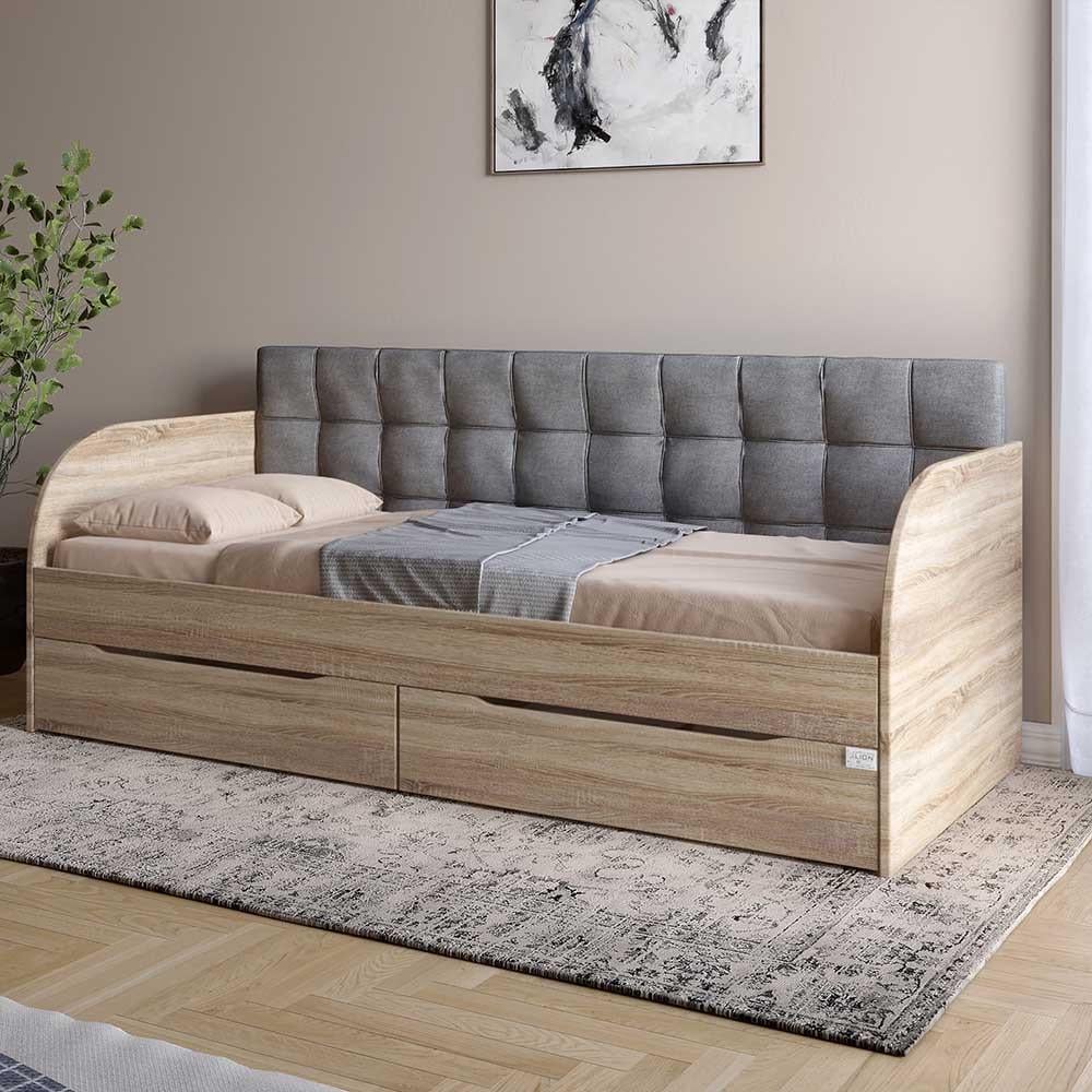 Кровать детская односпальная Lion Л-7 с ящиками и ламелями Лили-95 80x190 см Дуб сонома трюфель (Lion-044234) - фото 1 Кровать детская односпальная Lion Л-7 с ящиками и ламелями Лили-95 80x190 см Дуб сонома трюфель (Lion-044234) - фото 1