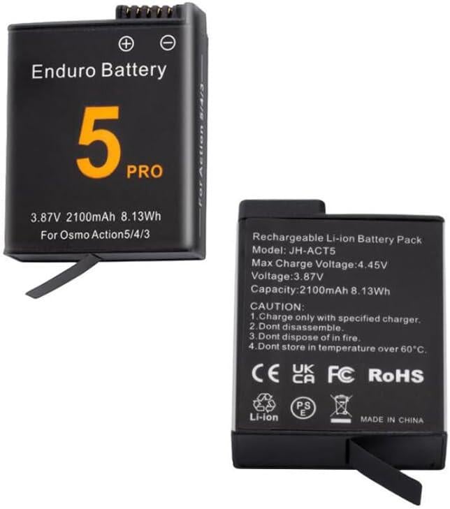 Аккумулятор JH-AC5 для DJI Osmo Action 5 Pro Action 4 Action 3 замена 2100 мАч - фото 2 Аккумулятор JH-AC5 для DJI Osmo Action 5 Pro Action 4 Action 3 замена 2100 мАч - фото 2