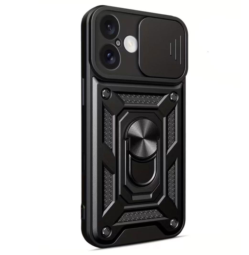 Чехол противоударный Primo Shockproof для Apple iPhone 17 с подставкой и шторкой камеры Black (2834966374)
