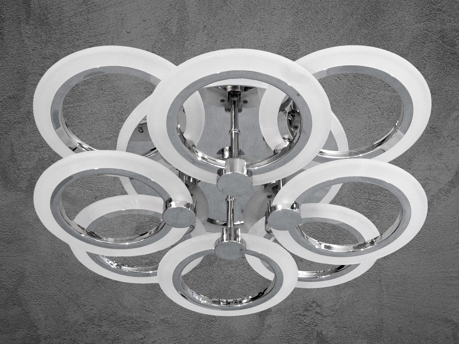 Люстра Led з колами та підсвічуванням A8022-4+4HR-LS 90W на 13 м2 Хром (1466490574) - фото 4 Люстра Led з колами та підсвічуванням A8022-4+4HR-LS 90W на 13 м2 Хром (1466490574) - фото 4