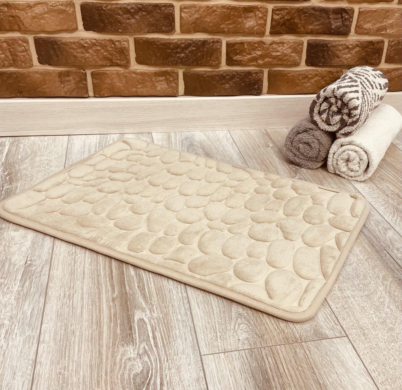 Коврик для ванной Stone Premium Memory Foam 60х40 см Бежевый (KMS0005) - фото 4 Коврик для ванной Stone Premium Memory Foam 60х40 см Бежевый (KMS0005) - фото 4