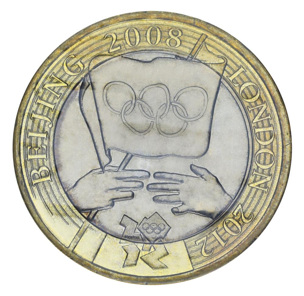 Коллекционная монета Великобритания 2 фунта 2012 Биметалл UNC Олимпийские игры Пекин 2008 - Лондон 2012 (М02846)