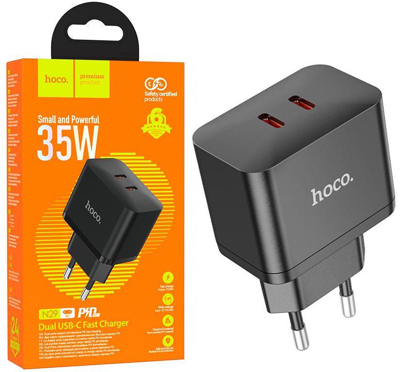 Зарядка быстрая Hoco N29 2 USB/35W Black (36690)