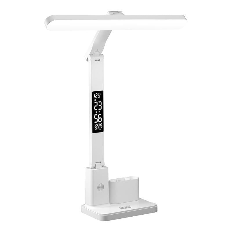 Лампа светодиодная настольная 801S на аккумуляторе с часами 6W 3000-6000K 800 Лм White (784780602)