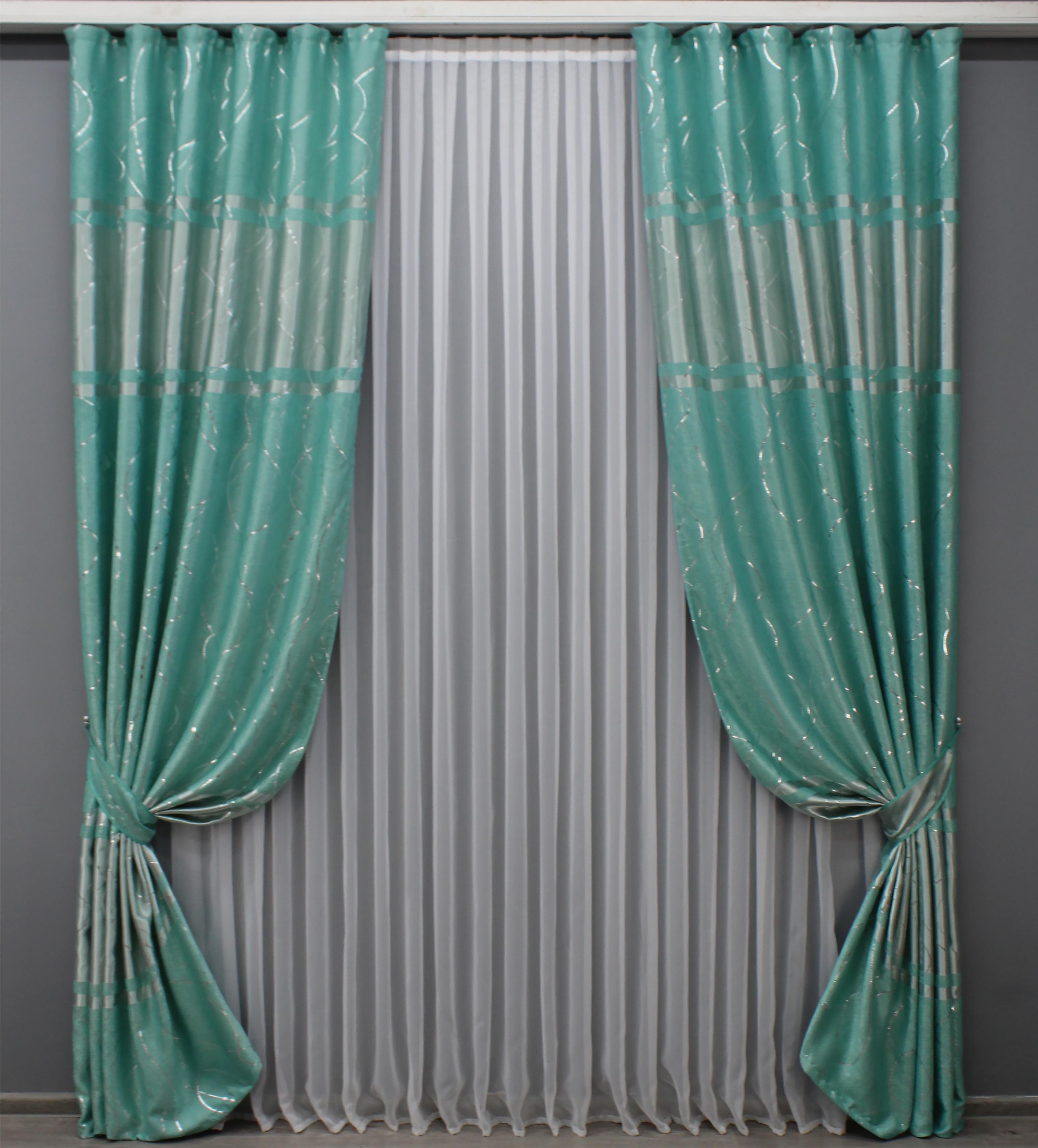 Комплект штор VR-Textil №464ш Лиана Софт 2 шт. 150х270 см Бирюзовый (30-204)