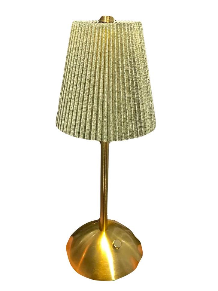 Настольная лампа с металлическим основанием и плесированным абажуром/3 режима яркости/сенсорное управление/USB-зарядка Зеленый (25570904)