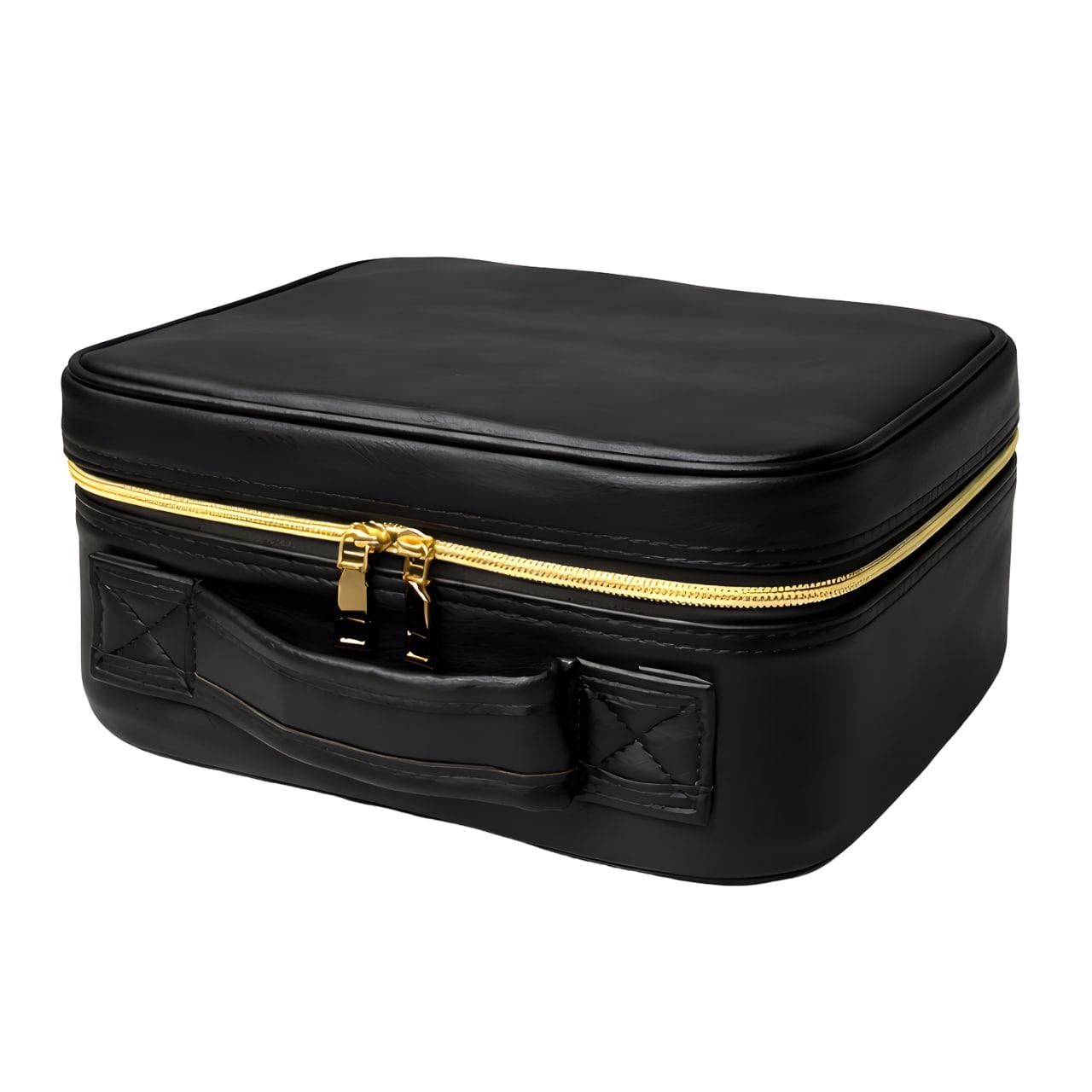 Шкатулка-органайзер для косметики с LED зеркалом 26х23х11 см Черный (0915-3)