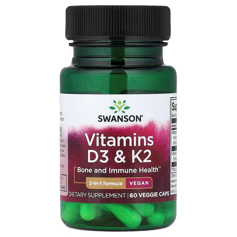 Витамин D3 и K2 Swanson Vitamins D3 2000 IU&K 2 MenaQ7 75 mcg 60 Caps Витамин D3 и K2 Swanson Vitamins D3 2000 IU&K 2 MenaQ7 75 mcg 60 Caps
