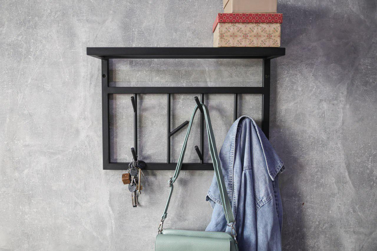 Вішалка металева в стилі лофт із рухомими гачками 50х20х35 см (ML-93.2) - фото 5