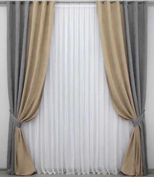 Шторы 1,5х2,9 м 2 шт. Серый/Темно-бежевый (014дк/1093-840ш)