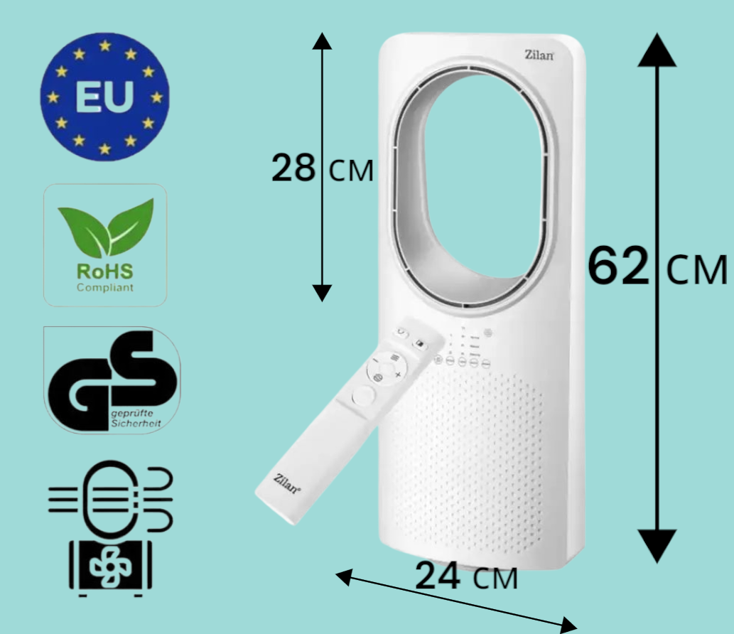 Вентилятор напольный без лопастей с пультом Zilan ZLN1078 (04077) - фото 4 Вентилятор напольный без лопастей с пультом Zilan ZLN1078 (04077) - фото 4