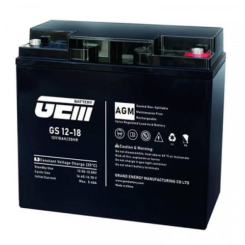 Аккумуляторная батарея GEM Battery GS 12-18 AGM 12V 18A Black