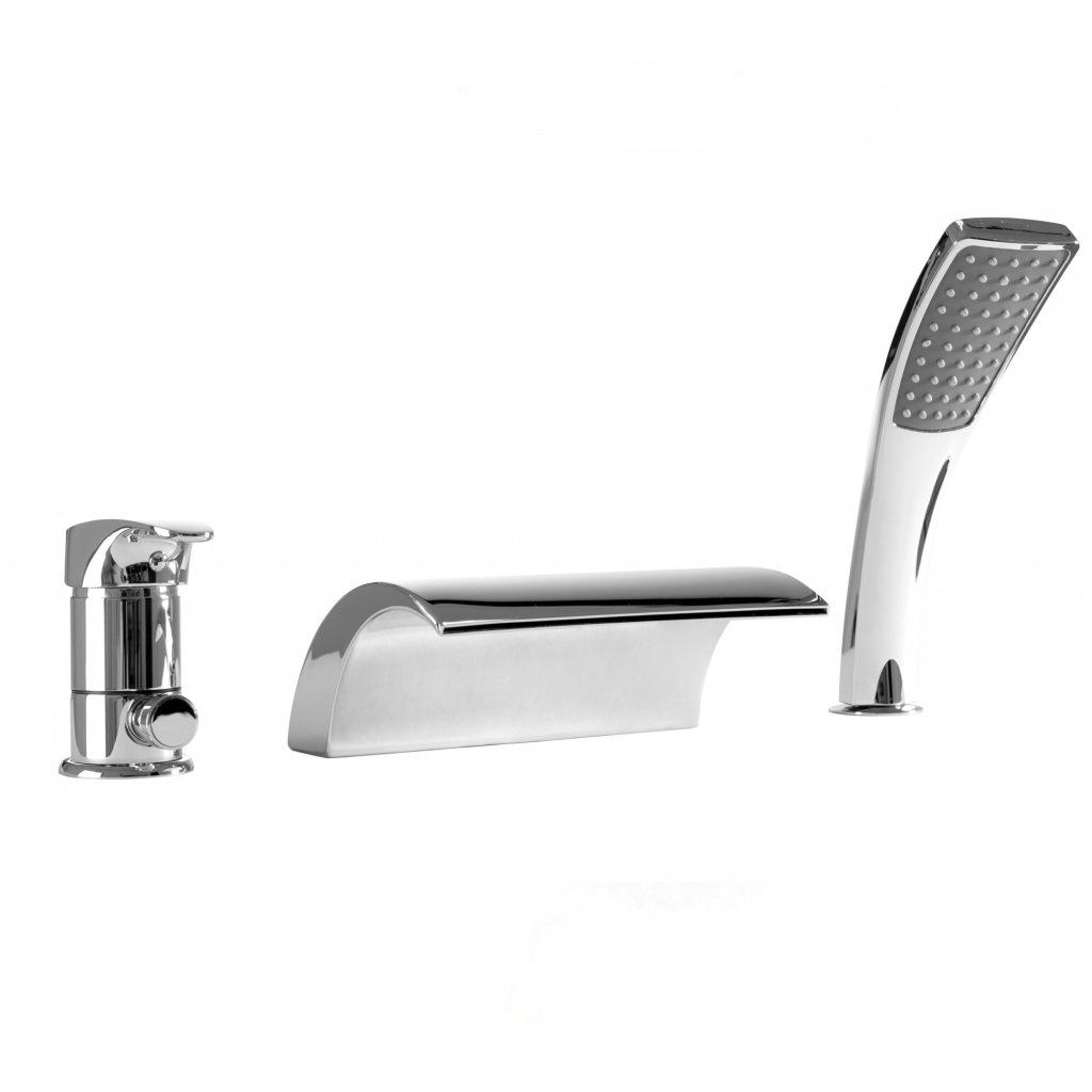 Смеситель на борт ванны CUBO REA AZUR REA-B0456 на три отверстия Хром (133362)