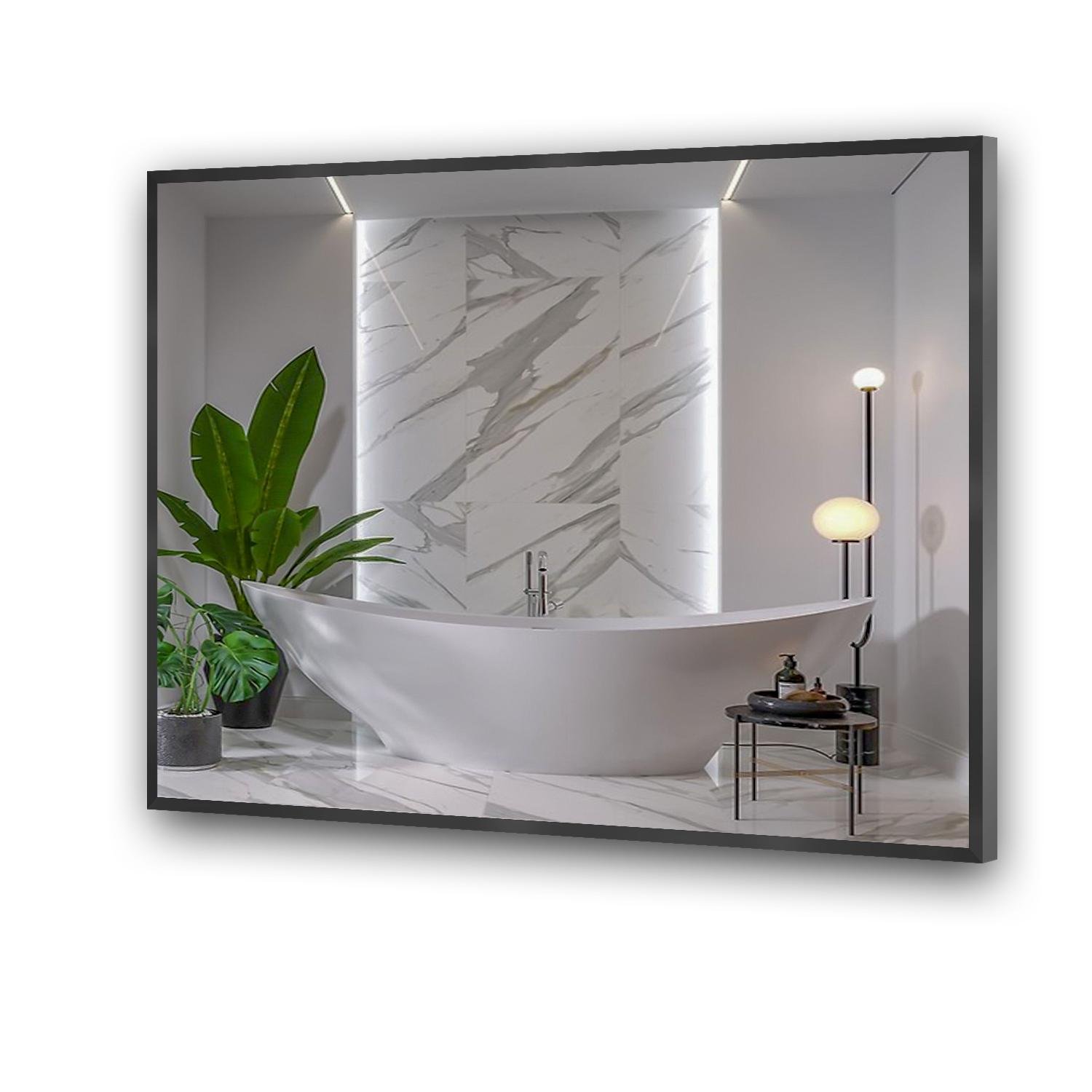 Зеркало настенное с подсветкой в алюминиевой раме Oriana 700x500x30 мм Black (14990983)