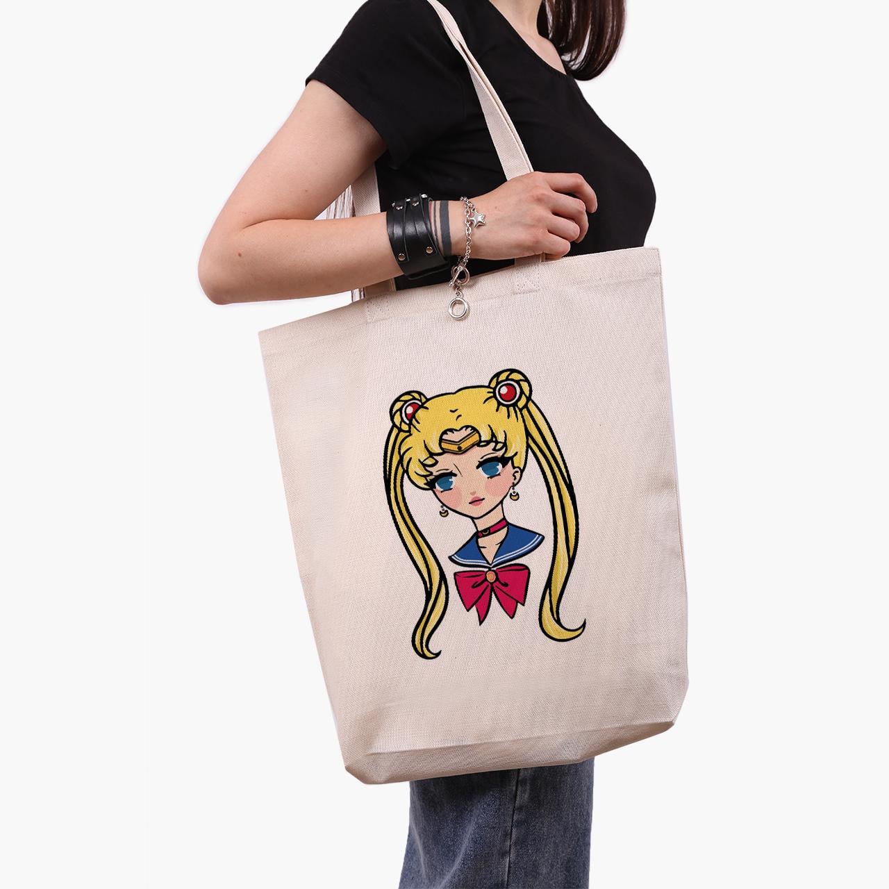 Эко сумка шоппер Sailor Moon 41x39x8 см Бежевый (9227-2926-WTD)