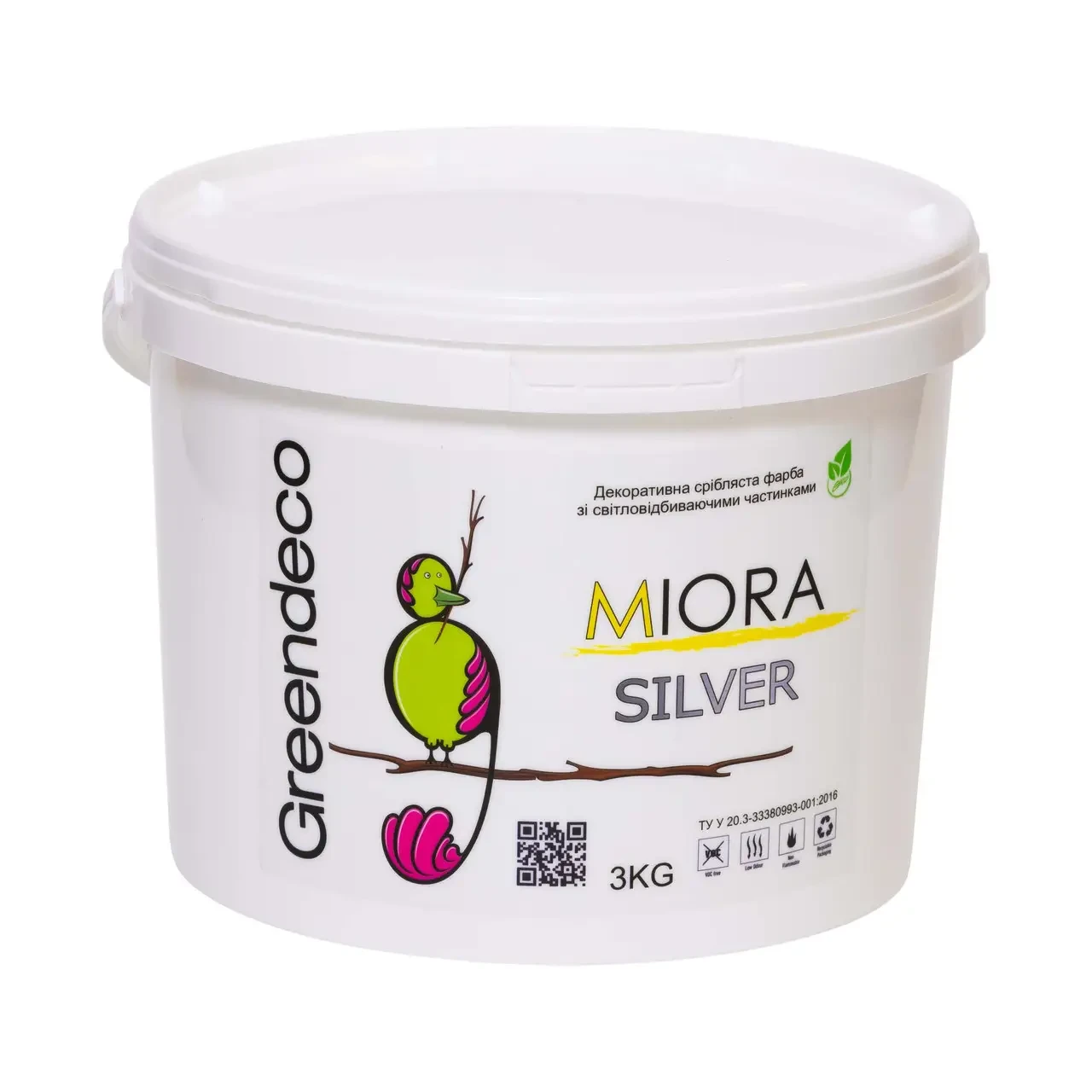 Фарба перламутрова Greendeco Miora з ефектом відбиття 3 кг Silver